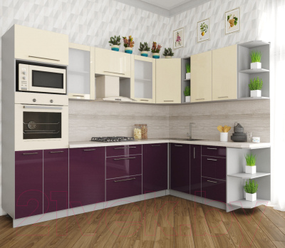 Готовая кухня Интерлиния Мила Пластик 1.88x2.8 правая