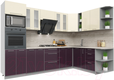 Готовая кухня Интерлиния Мила Пластик 1.88x3.0 правая - фото