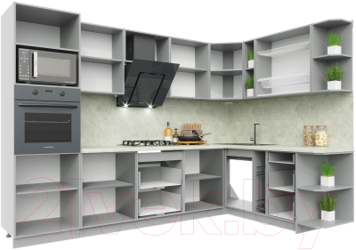 Готовая кухня Интерлиния Мила Пластик 1.88x3.0 правая