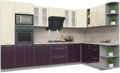 Готовая кухня Интерлиния Мила Пластик 1.88x3.4 правая - фото