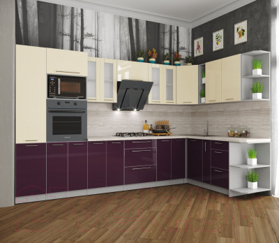 Готовая кухня Интерлиния Мила Пластик 1.88x3.4 правая