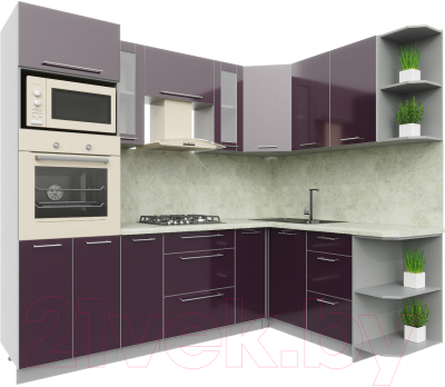 Готовая кухня Интерлиния Мила Пластик 1.68x2.4 правая - фото