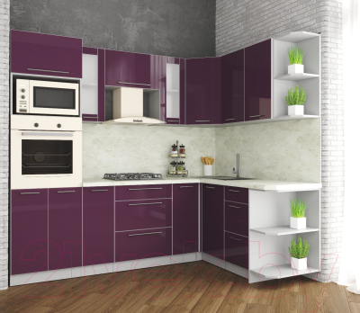 Готовая кухня Интерлиния Мила Пластик 1.68x2.4 правая