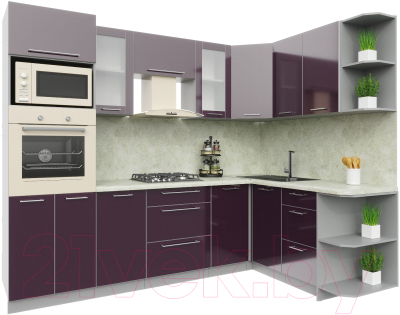 Готовая кухня Интерлиния Мила Пластик 1.68x2.6 правая - фото
