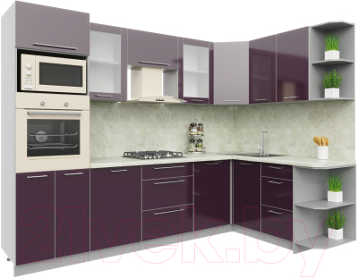 Готовая кухня Интерлиния Мила Пластик 1.68x2.8 правая - фото