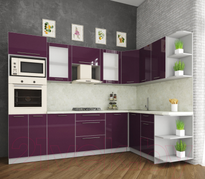 Готовая кухня Интерлиния Мила Пластик 1.68x2.8 правая