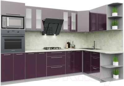 Готовая кухня Интерлиния Мила Пластик 1.68x3.0 правая - фото