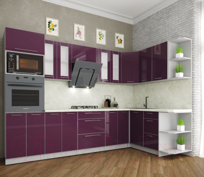 Готовая кухня Интерлиния Мила Пластик 1.68x3.0 правая