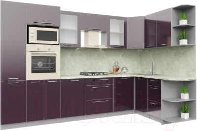 Готовая кухня Интерлиния Мила Пластик 1.68x3.2 правая - фото