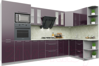 Готовая кухня Интерлиния Мила Пластик 1.68x3.4 правая - фото