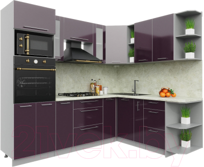 Готовая кухня Интерлиния Мила Пластик 1.88x2.4 правая - фото