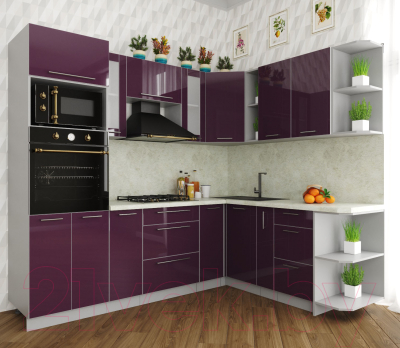 Готовая кухня Интерлиния Мила Пластик 1.88x2.4 правая