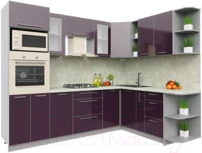 Готовая кухня Интерлиния Мила Пластик 1.88x2.6 правая - фото
