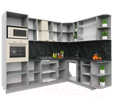 Готовая кухня Интерлиния Мила Пластик 1.88x2.6 правая
