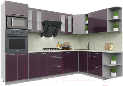 Готовая кухня Интерлиния Мила Пластик 1.88x3.0 правая - фото