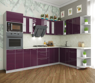 Готовая кухня Интерлиния Мила Пластик 1.88x3.0 правая