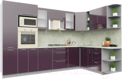 Готовая кухня Интерлиния Мила Пластик 1.88x3.2 правая - фото