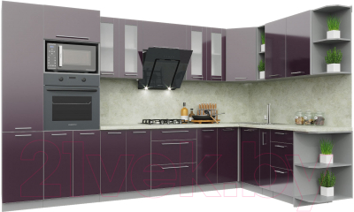 Готовая кухня Интерлиния Мила Пластик 1.88x3.4 правая - фото