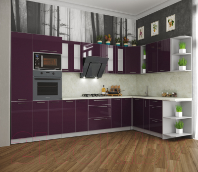 Готовая кухня Интерлиния Мила Пластик 1.88x3.4 правая