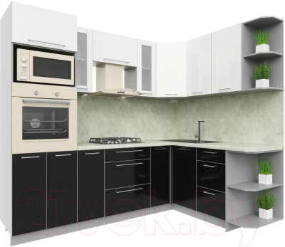 Готовая кухня Интерлиния Мила Пластик 1.68x2.4 правая - фото