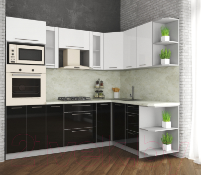 Готовая кухня Интерлиния Мила Пластик 1.68x2.4 правая