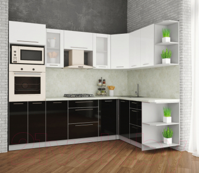 Готовая кухня Интерлиния Мила Пластик 1.68x2.6 правая