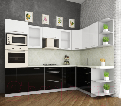 Готовая кухня Интерлиния Мила Пластик 1.68x2.8 правая
