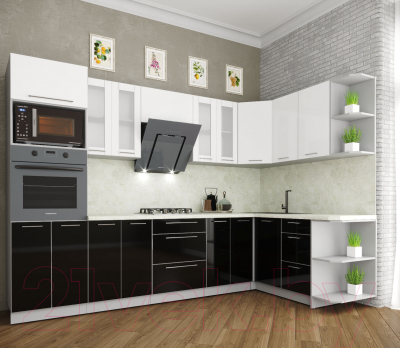Готовая кухня Интерлиния Мила Пластик 1.68x3.0 правая
