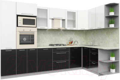 Готовая кухня Интерлиния Мила Пластик 1.68x3.2 правая - фото