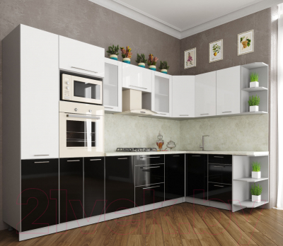 Готовая кухня Интерлиния Мила Пластик 1.68x3.2 правая