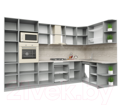 Готовая кухня Интерлиния Мила Пластик 1.68x3.2 правая
