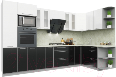 Готовая кухня Интерлиния Мила Пластик 1.68x3.4 правая - фото