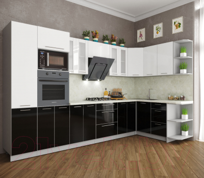 Готовая кухня Интерлиния Мила Пластик 1.68x3.4 правая