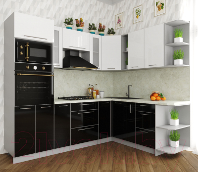 Готовая кухня Интерлиния Мила Пластик 1.88x2.4 правая