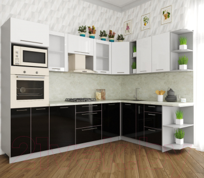 Готовая кухня Интерлиния Мила Пластик 1.88x2.8 правая