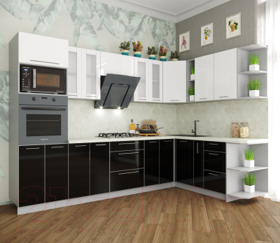 Готовая кухня Интерлиния Мила Пластик 1.88x3.0 правая