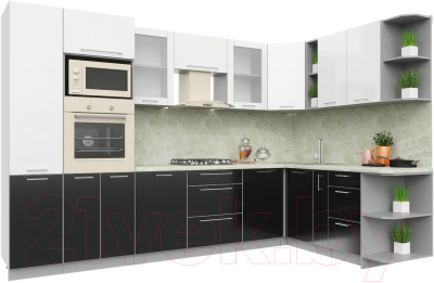 Готовая кухня Интерлиния Мила Пластик 1.88x3.2 правая - фото