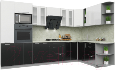 Готовая кухня Интерлиния Мила Пластик 1.88x3.4 правая - фото