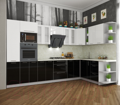 Готовая кухня Интерлиния Мила Пластик 1.88x3.4 правая