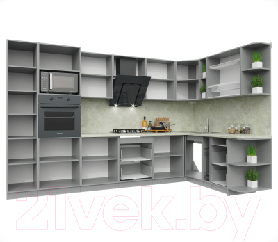 Готовая кухня Интерлиния Мила Пластик 1.88x3.4 правая