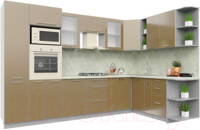 Готовая кухня Интерлиния Мила Пластик 1.88x3.2 правая - фото
