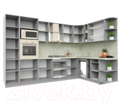 Готовая кухня Интерлиния Мила Пластик 1.88x3.2 правая