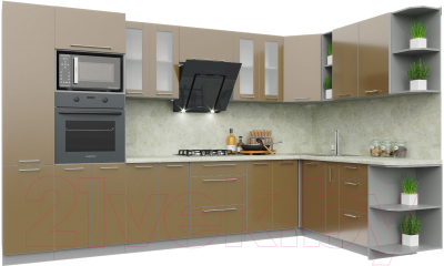 Готовая кухня Интерлиния Мила Пластик 1.88x3.4 правая - фото