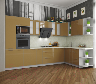 Готовая кухня Интерлиния Мила Пластик 1.88x3.4 правая