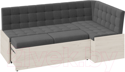 Уголок кухонный мягкий ТриЯ Форест со спальным местом (дуб крафт белый/велюр серый)