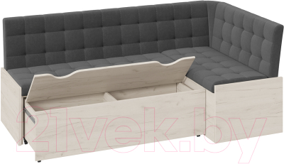 Уголок кухонный мягкий ТриЯ Форест со спальным местом (дуб крафт белый/велюр серый)