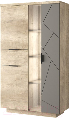 Шкаф с витриной Anrex Kaylas 1V2D1S-P (дуб каньон/силк шитаке) - фото