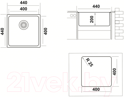 Мойка кухонная Ukinox Лофт LOB400.400-GT10P