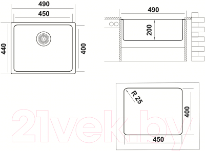 Мойка кухонная Ukinox Лофт LOB450.400-GT10P