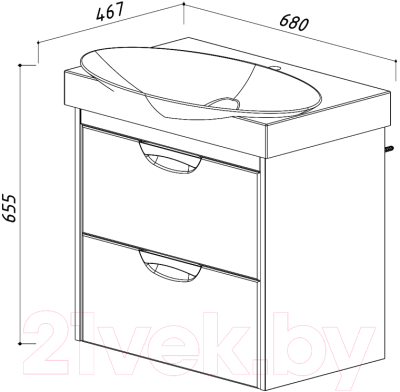Тумба под умывальник Belux Неман НП65-02 (164, бетон светлый)